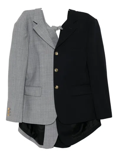 Comme Des Garçons Checked Jacket In Black
