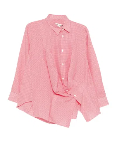 Comme Des Garçons Checked Long-sleeve Shirt In Pink