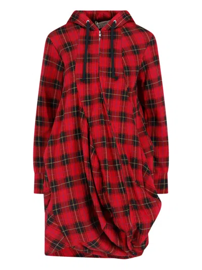 Comme Des Garçons Checked Midi Dress In Multi