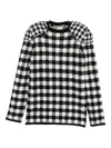 Comme Des Garçons Gingham Check Long Sleeve Crew Neck Top In Black