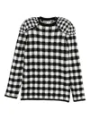 Comme Des Garçons Gingham Check Long Sleeve Crew Neck Top In Black