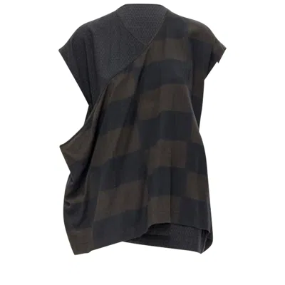 Pre-owned Comme Des Garçons Comme Des Garcons Checked Wrap Draped Vest Top In Black