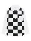 Comme Des Garçons Checker Board Peter Pan-collar Shirt In White