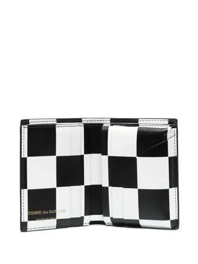 Comme Des Garçons Classic Print Checkerboard Bi-fold Wallet In Black