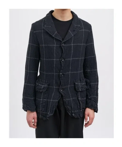 Comme Des Garçons Checkered Casual Jacket In Blue
