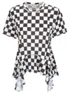 Comme Des Garçons Checkered Pattern Crew-neck T-shirt In White