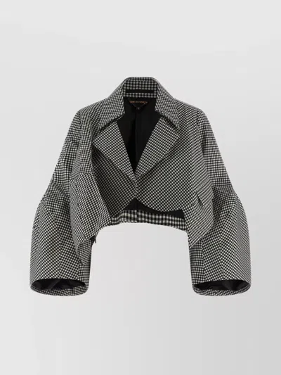 COMME DES GARÇONS CHECKERED CROPPED SHRUG WIDE SLEEVES