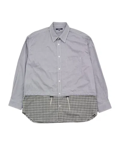 Comme Des Garçons Checkered Drawstring Shirt Black/white In Gray