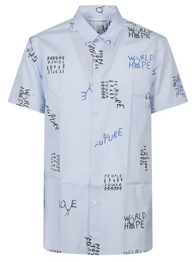 Comme Des Garçons Comme Des Garcons Checkered Pocket Button-up Short Sleeve Shirt In Blue