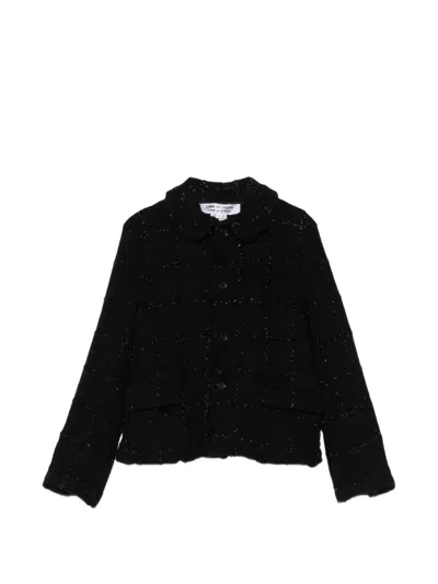 Comme Des Garçons Check-pattern Peter-pan-collar Jacket In Black