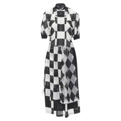 Pre-owned Comme Des Garçons Comme Des Garcons Chessboard Checkered Bomber Skirt In Black