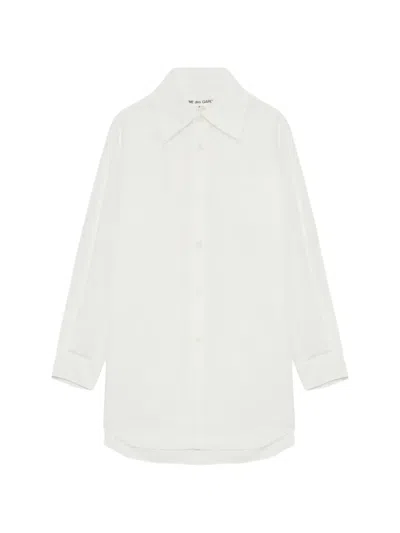 Comme Des Garçons Chest-pocket Collared Mini Dress In White