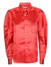 Comme Des Garçons Chest-pocket Satin Shirt In Red