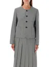 Comme Des Garçons Gingham Cropped Jacket Featuring Structured Silhouette In Black/white