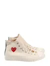 Comme Des Garçons High-top Sneakers With Iconic Heart Design And Rubber Sole In White