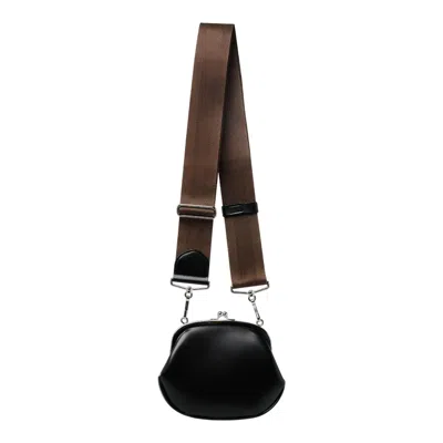 Comme Des Garçons Clasp Bag With Strap Medium In Black