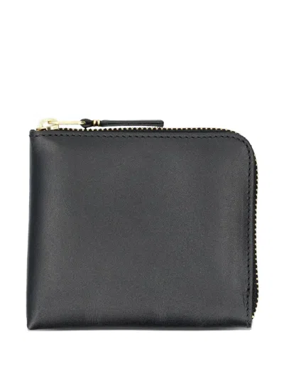 Comme Des Garçons Wallet Leather Zipped Pouch In Blue