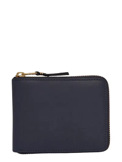 Comme Des Garçons Classic Leather Line U Zip Wallet In Blue