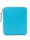 Comme Des Garçons Zip-around Cardholder With Coin Pocket And Multiple Card Slots In Blue