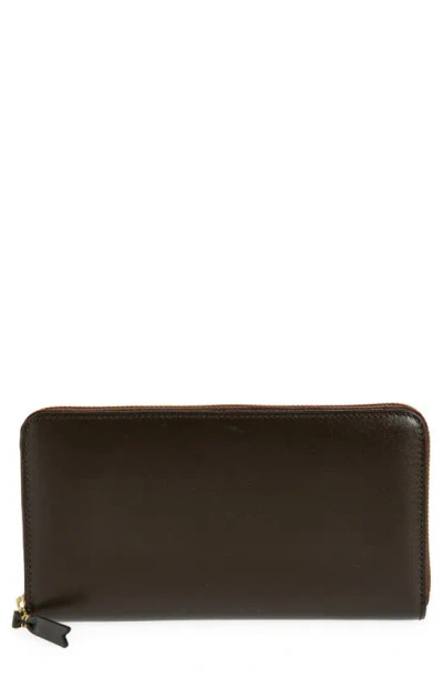 Comme Des Garçons Classic Leather Long Wallet In Brown