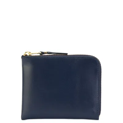 Comme Des Garçons Classic Leather L-shape Zip Wallet In Blue
