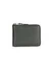 Comme Des Garçons Leather Zip Wallet In Bottle Green