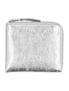 Comme Des Garçons Classic Small Zip Wallet In Silver