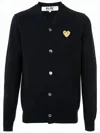 Comme Des Garçons Classic V-neck Wool Cardigan With Embroidered Heart In Multi