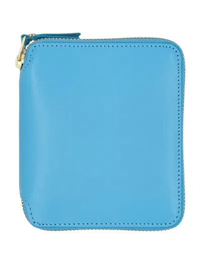 Comme Des Garçons Classic Zip Around Square Wallet In Blue
