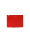 Comme Des Garçons Smooth Leather Pouch In Seven Words In Red