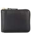 Comme Des Garçons Compact Leather Wallet With Smooth Finish In Black