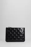 Comme Des Garçons Dots Large Embossed Leather Pouch In Black