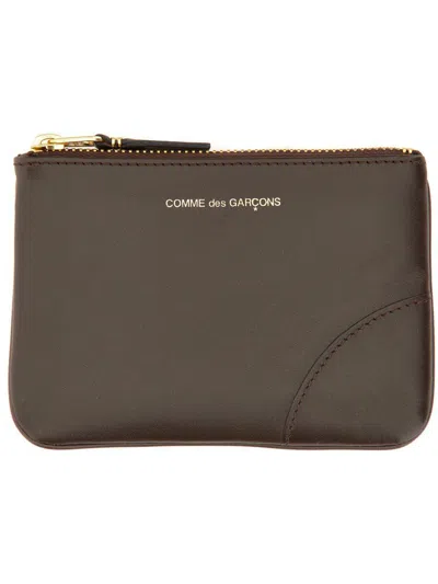 Comme Des Garçons Wallet Clutch Small Con Zip In Brown