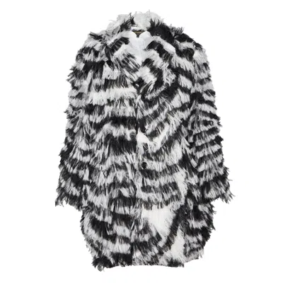 Comme Des Garçons Shaggy Zebra-print Coat In Black