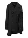 Comme Des Garçons Wool Double-breasted Coat In Black