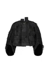 Comme Des Garçons Tulle-inserts Cropped Jacket In Black