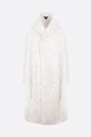 Comme Des Garçons Distressed-lace Long Coat In White