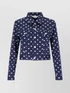 Comme Des Garçons Collared Neck Polka Dot Jacket In Blue