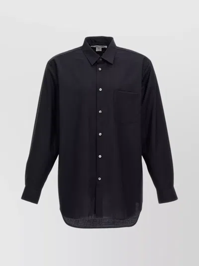 COMME DES GARÇONS COLLARED SHIRT WITH CURVED HEM AND POCKET