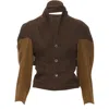 Comme Des Garçons Comme Des Garcons Color Blocked Cut Out Collar Jacket In Brown