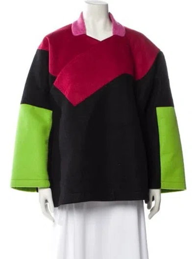 Pre-owned Comme Des Garçons Colorblock Pattern Coat In Black