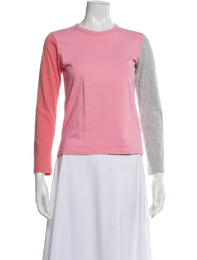 Pre-owned Comme Des Garçons Colorblock Pattern Crew Neck T-shirt In Pink