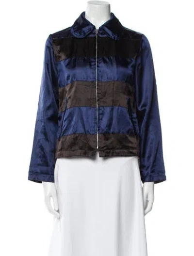 Pre-owned Comme Des Garçons Colorblock Pattern Jacket In Blue