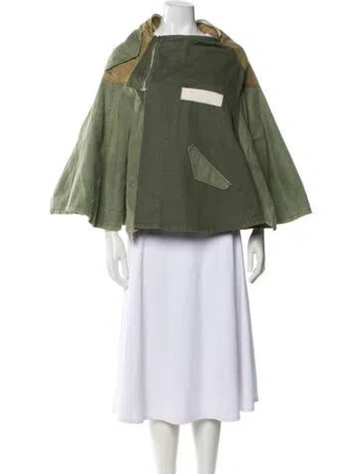 Pre-owned Comme Des Garçons Colorblock Pattern Poncho In Green
