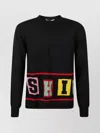 Comme Des Garçons Colorful Lettering Crew Neck Long Sleeve Sweater In Black