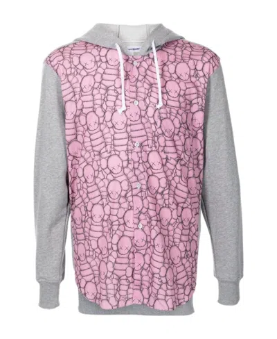 Comme Des Garçons Colour-block Cotton Hoodie In Pink