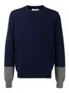 Comme Des Garçons Colour-block Crew Neck Sweater In Grey