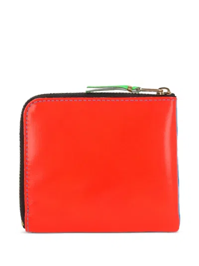 Comme Des Garçons Colour-block Leather Wallet In Orange
