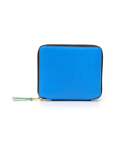 Comme Des Garçons Colour-block Leather Wallet In Blue