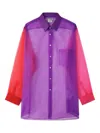 Comme Des Garçons Colour-block Sheer Shirt In Purple